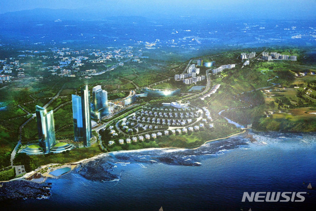 【제주=뉴시스】제주 서귀포시 예래동 일대 예래휴양형주거단지 최고층 빌딩 전경 조감도. (뉴시스DB)