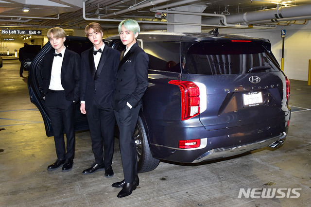 방탄소년단, 현대 '팰리세이드' 타고 美 그래미 어워즈 참석