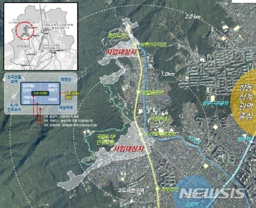 【서울=뉴시스】4.19사거리 일대 도시재생활성화계획 사업대상지역. 2019.02.15. (사진=서울시 제공)