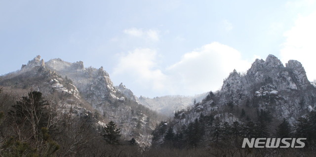 【인제=뉴시스】한윤식 기자 = 16일 오후 강원 인제와 양양을 잇는 한계령 일대가 밤새 내린 눈으로 뒤덮여 설경을 연출하고 있다.2019.02.16. ysh@newsis.com