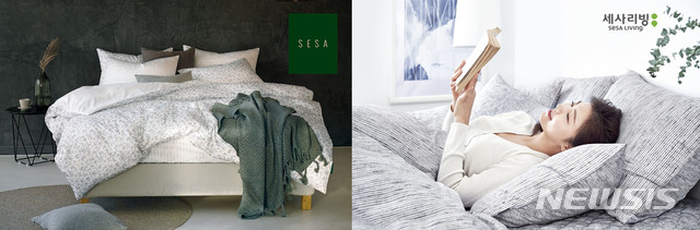 【서울=뉴시스】섬유전문기업 웰크론이 올해 봄·여름(S/S) 신제품으로 선보인 세사 '다이안'과 세사리빙 '밀리언'. 2019.02.18 (사진=웰크론 제공) photo@newsis.com