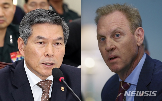 【서울=뉴시스】 정경두 국방부 장관과 패트릭 섀너핸 미국 국방장관 대행. 