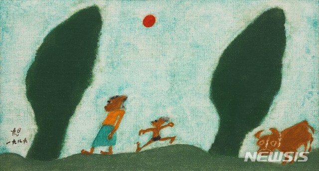 【서울=뉴시스】 장욱진_엄마와 아이_oil on canvas_ 22.2X40.2cm_1989
