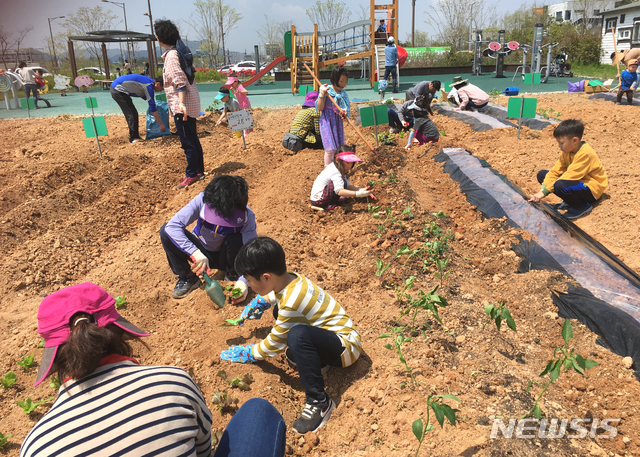 【나주=뉴시스】이창우 기자 = 사진은 전남 나주시가 빛가람혁신도시를 비롯해 전체 시민들을 대상으로 도시농부의 전원생활 재미와 '길러 먹는 기쁨'을 선사하기 위해 빛가람동 일원에 조성한 도시 텃밭. 2019.03.06. (사진=나주시 제공) photo@newsis.com