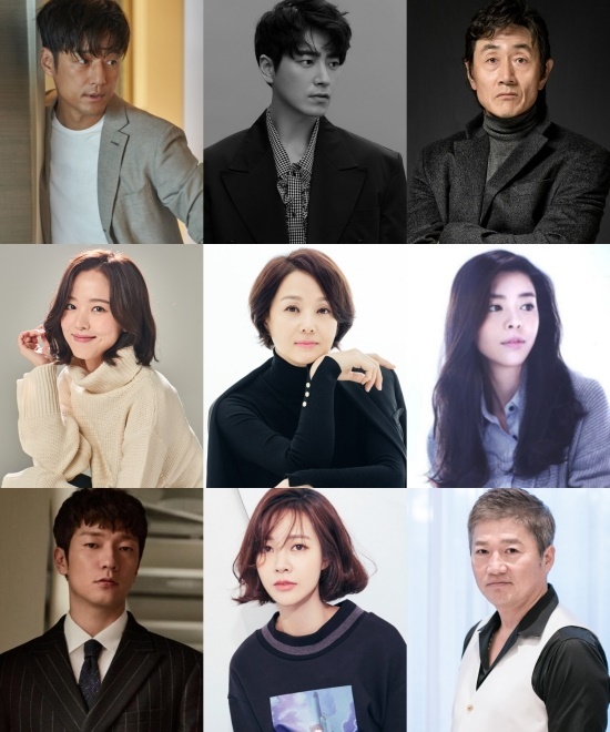 위 왼쪽부터 시계방향으로 지진희, 이준혁, 허준호, 김규리, 최재성, 최윤영, 손석구, 강한나, 배종옥