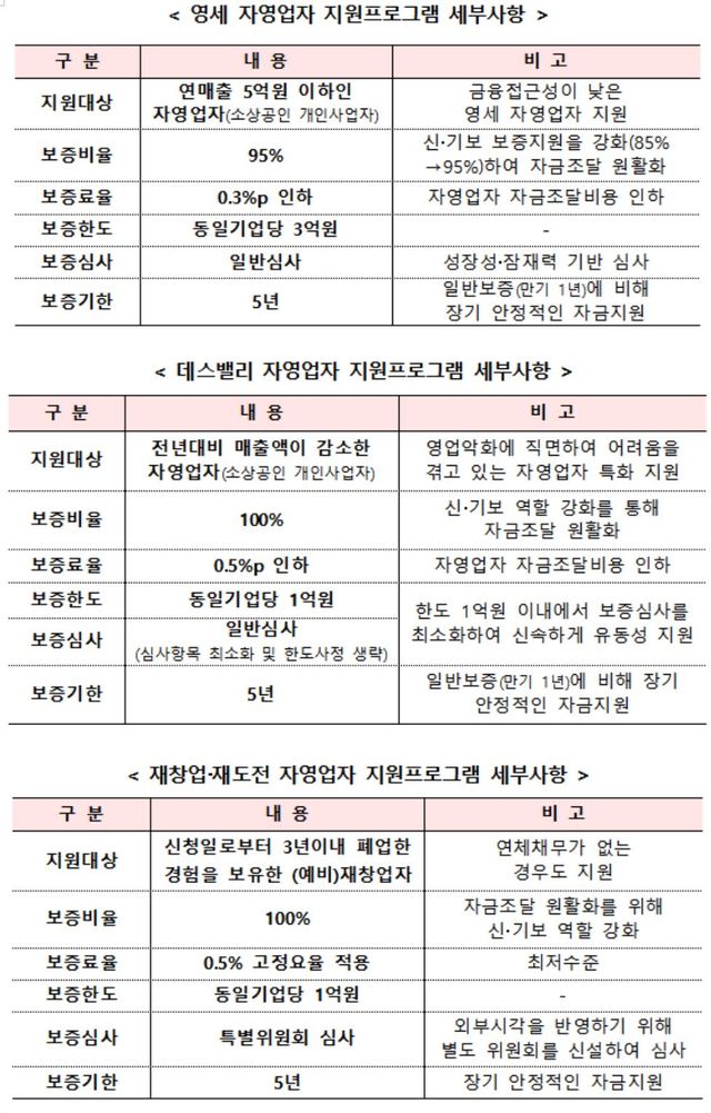 【서울=뉴시스】자영업자 맞춤형 지원프로그램 개요. (자료=금융위원회 제공) 