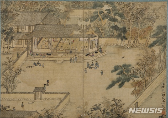 정선 '북원수회도', 북원수회첩 1~2면, 조선 1716년 이후, 종이에 엷은 색, 2018년 손창근 기증