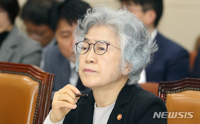 【서울=뉴시스】이종철 기자 = 29일 서울 여의도 국회에서 열린 정무위원회 전체회의에서 박은정 국민권익위원장이 의원들의 질문을 듣고 있다. 2019.03.29. jc4321@newsis.com