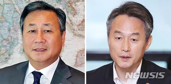 【세종=뉴시스】미세먼지 범국가기구 설립추진단장에 김숙 전 유엔대사(왼쪽)와 안병옥 전 환경부 차관(오른쩍).&nbsp; 