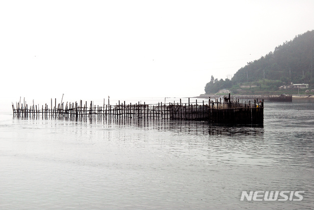 경남 남해군 지족해협에 설치한 죽방렴