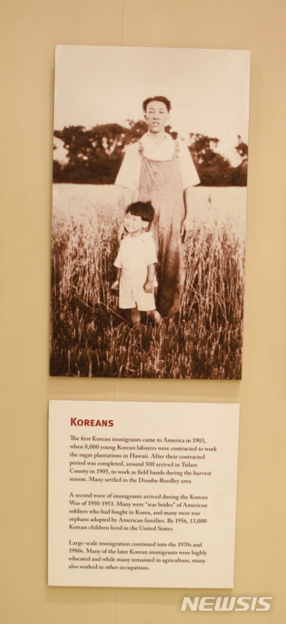 【서울=뉴시스】 김태겸 기자 = 지난 2월 상해 임시정부 100주년 취재차 갔던 미 서부 중가주 다뉴바시에서 만난 한인역사연구회 차만자 박사(캘리포니아 주립대 정치학과 명예교수)가 한인 이주노동자들의 기록물이 전시돼 있는 투라레카운티 박물관(Tulare County Museum)을 안내하고 있다. 1903년 구한말 갤릭호에 올라 하와이를 거쳐 미국 본토로 온 한인 이주 노동자들은 노예처럼 일해서 번 일당 5센트 가운데 상당액을 독립운동자금으로 기꺼이 내놓아 상해임시정부 재정에 크게 기여했지만 고국에 돌아오지 못하고 이역만리에서 제대로된 묘비명도 없이 쓸쓸하게 최후를 맞이했다.1903~1905년 사이 고종은 수민원(綏民院. immigration office)이라는 이민귀화국을 신설하고 한인 노동자 약 7200여명을 미국 하와이 사탕수수 농장으로 집단 이주 시켰다. 이 중 약 2000여명은 노동기간을 마치고 미국 본토인 샌프란시스코로 향한다. 그 중 일부는 탄광이나 은광으로 일부는 미 서부 중가주 리들리 다뉴바 과일 농장으로 향한다. 이들이 바로  상해 임시정부의 수립 자금의 60%를 낸 500여명의 민초 독립운동가들이다. 2019.04.10. patk21@newsis.com