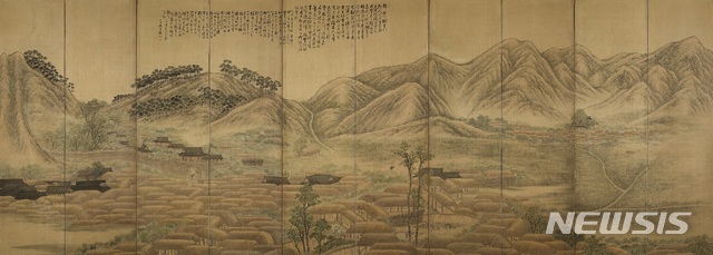 영광풍경, 안중식, 1915년, 비단에 엷은 색, 170.0×473.0㎝, 삼성미술관 리움