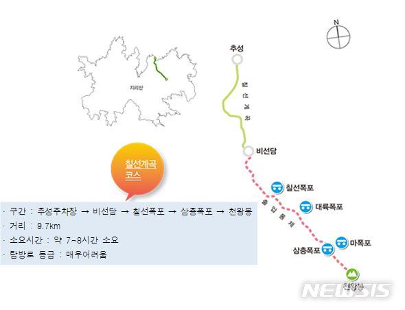 【산청=뉴시스】 정경규 기자 = 지리산 칠선계곡 예약 탐방구간 안내도.