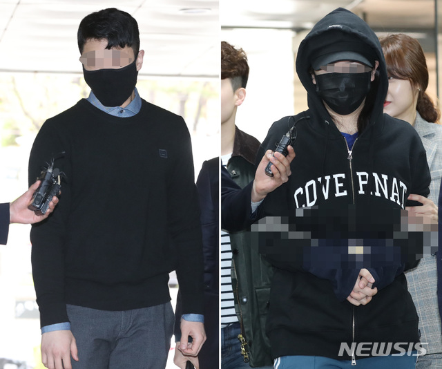 【서울=뉴시스】 전진환 기자 = 버닝썬 마약 사건의 핵심인물인 클럽 이문호(왼쪽) 대표와 MD로 활동한 중국인 A(일명 애나)가 19일 오전 서울 서초구 서울중앙지법으로 영장실질 심사를 받기 위해 들어오고 있다. 2019.04.19.&nbsp; amin2@newsis.com 