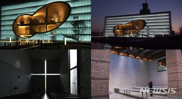 폴리 그랜드 시어터(위), 빛의 교회(아래 왼쪽래), 푼타 델라 도가나 미술관