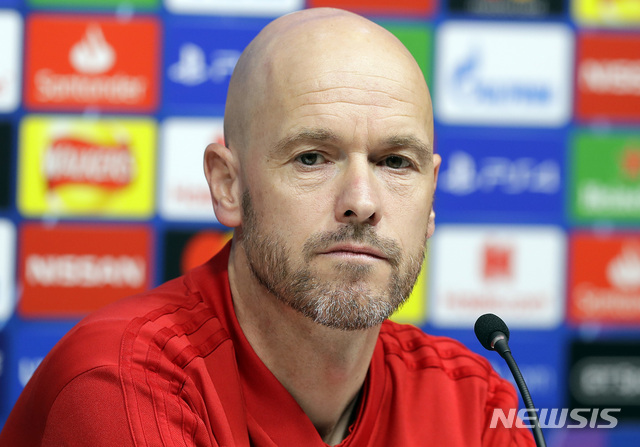 Ajax's head coach Erik Ten Hag pauses during a press conference at Tottenham Hotspur Stadium in London, Monday, April 29, 2019. Tottenham Hotspur will play Ajax in a Champions League semifinal first leg soccer match at the stadium on Tuesday. (AP Photo/Kirsty Wigglesworth)
