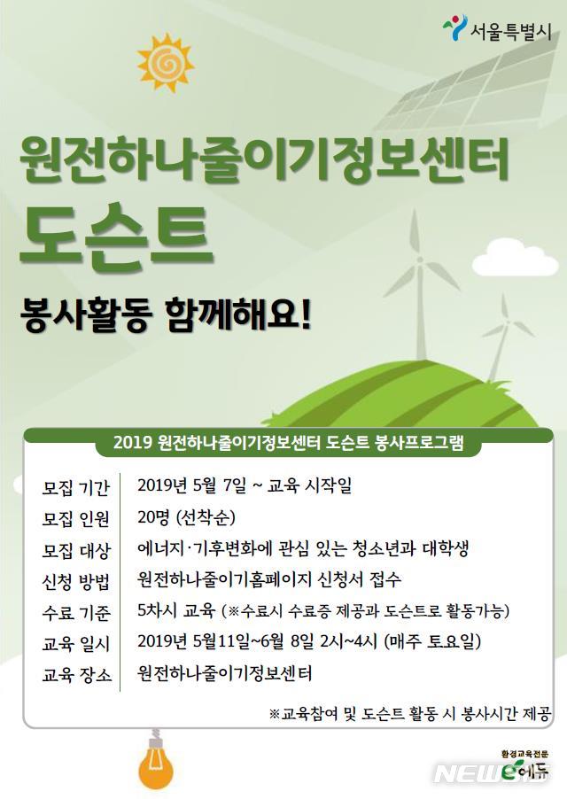 【서울=뉴시스】 서울시 원전하나줄이기정보센터‘도슨트 양성 프로그램’접수. 2019.05.03. (포스터=서울시 제공)