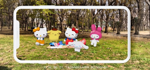 【서울=뉴시스】왼쪽부터 미미, 폼폼푸린, 헬로키티, 시나모롤, 마이멜로디 5종을 함께 촬영한 애니베어 스크린샷. (사진=애니펜 제공)