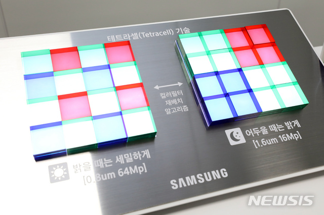 【서울=뉴시스】이윤청 기자 = 9일 오전 서울 중구 태평로빌딩에서 열린 삼성 아이소셀 이미지 센서 설명회에 아이소셀 이미지셀 관련 전시물이 전시되어 있다. 2019.05.09. radiohead@newsis.com
