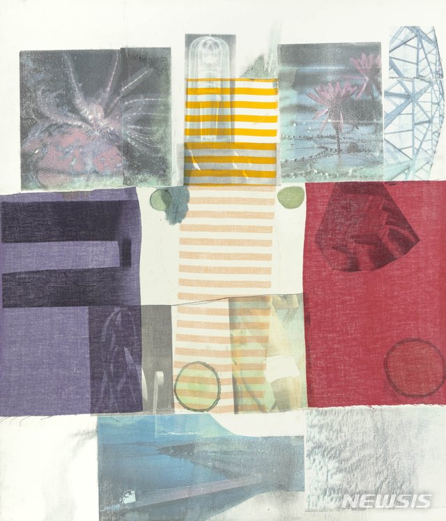 【서울=뉴시스】 로버트 라우센버그 Robert Rauschenberg, 반 블렉 시리즈 VI Van Vleck Series VI, 1978, 나무 판넬에 콜라주한 천 위에 용액 전사, 아크릴릭 물감, 109.2x94cm