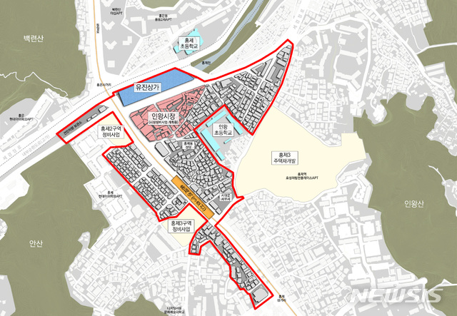 【서울=뉴시스】서울 서대문구는 국토교통부가 주관한 올해 상반기 주민제안형 소규모 재생사업 공모에서 홍제역세권 일대가 대상지로 선정됐다고 23일 밝혔다. 2019.05.23. (위치도=서대문구 제공)