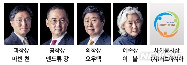 올해 호암상에 마빈 천·앤드루 강·오우택·이불·(사)러브아시아