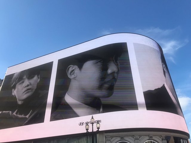 【런던=뉴시스】 31일(현지시간) 영국 런던 피커딜리 서커스 광장 옥외광고판 방탄소년단 현대자동차 광고. 2019.06.01 realpaper7@newsis.com   