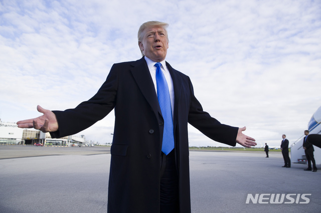 President Donald Trump speaks before he departs Shannon Airport, Thursday, June 6, 2019, in Shannon, Ireland. (AP Photo/Alex Brandon)