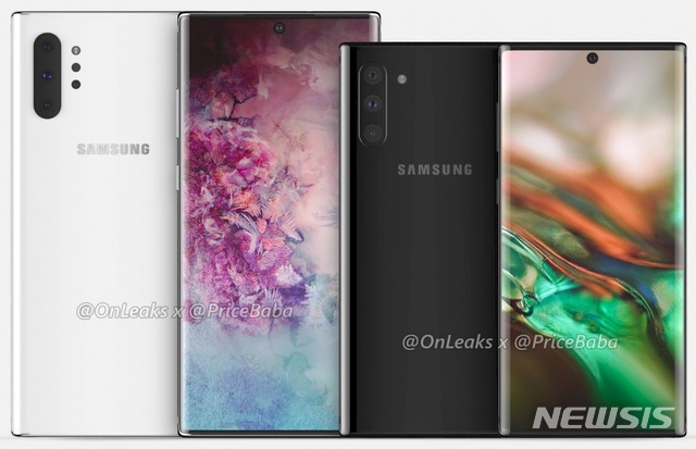 【서울=뉴시스】갤럭시노트10프로와 갤럭시노트10의 렌더링 이미지. 2019.06.10. (사진='온리크스' 트위터 계정 캡처)
