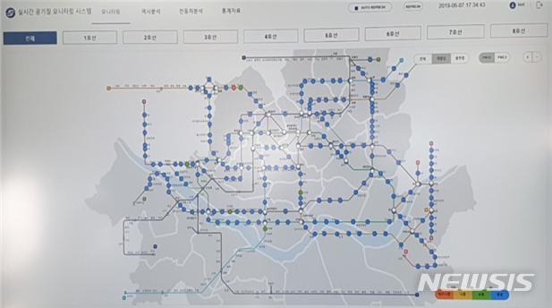 【서울=뉴시스】서울 지하철 1~8호선 모든 역사와 전동차에 '미세먼지 실시간 모니터링 측정기'가 설치된다. 2019.06.12. (사진=서울교통공사 제공)