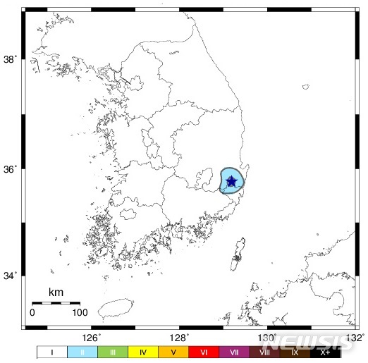 【서울=뉴시스】11일 오후 11시18분53초께 경상북도 경주시 남남서쪽 9㎞ 지역에서 규모 2.5의 지진이 일어났다. 2019.06.11 (제공=기상청)