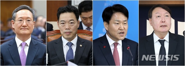 【서울=뉴시스】문재인 정부 두 번째 검찰총장 후보로 (왼쪽부터) 봉욱(54·사법연수원 19기) 대검찰청 차장검사과 김오수(56·20기) 법무부 차관, 이금로(54·20기) 수원고검장, 윤석열(59·23기) 서울중앙지검장이 추천됐다. 