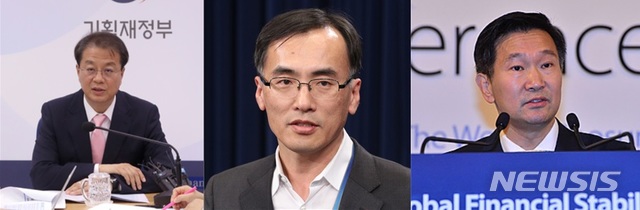 【세종=뉴시스】왼쪽부터 방기선 기획재정부 차관보, 차영환 국무조정실 2차장, 송인창 아시아개발은행(ADB) 상임이사. (자료 = 뉴시스 DB)