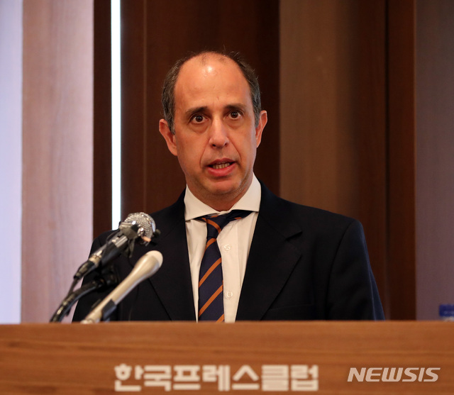 【서울=뉴시스】 전진환 기자 = 토마스 오헤아 킨타나 UN 북한인권 특별보고관이 21일 오후 서울 태평로 프레스센터에서 방한 결과 기자회견을 하고 있다. 2019.06.21. amin2@newsis.com