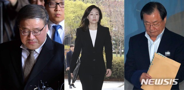 【서울=뉴시스】왼쪽부터 차례대로 안종범 전 경제수석, 조윤선 전 정무수석, 이병기 전 비서실장(사진 갈무리). 2019.06.25