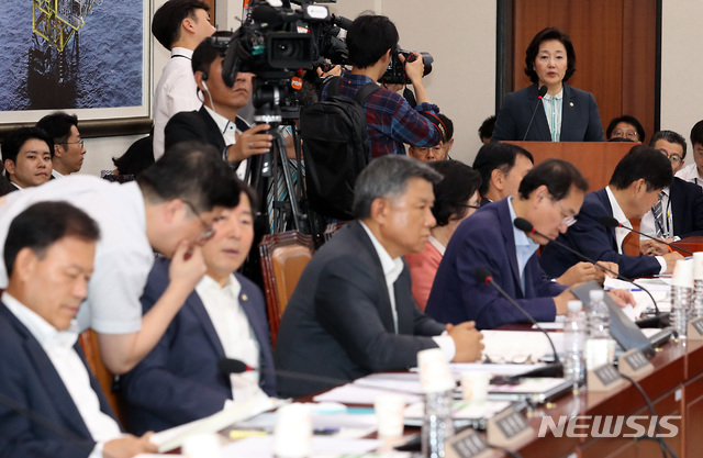 【서울=뉴시스】이종철 기자 = 16일 서울 여의도 국회에서 열린 산업통상자원중소벤처기업위원회 전체회의에 출석한 박영선 중소벤처기업부 장관이 업무보고를 하고 있다. 2019.07.16. jc4321@newsis.com