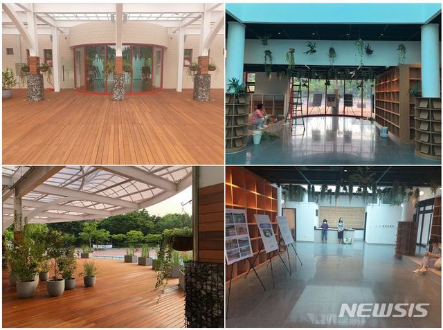 【서울=뉴시스】 양천구 파리근린공원 사진(왼쪽 야외무대 사진, 오른쪽 책놀이터 내부 모습). 2019.07.19. (사진=양천구 제공)