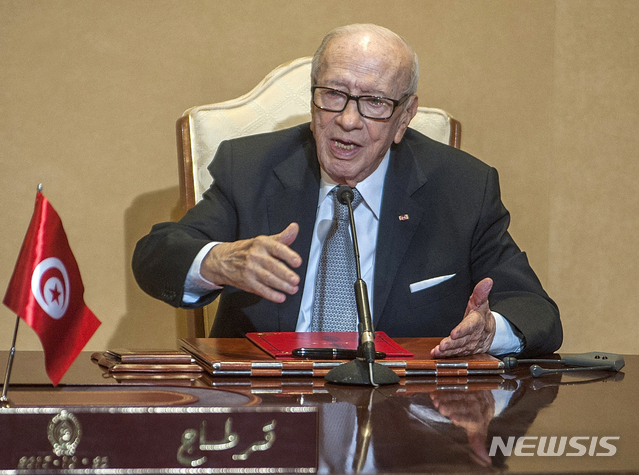 2018년 10월 튀니지의 에셉시 대통령 AP