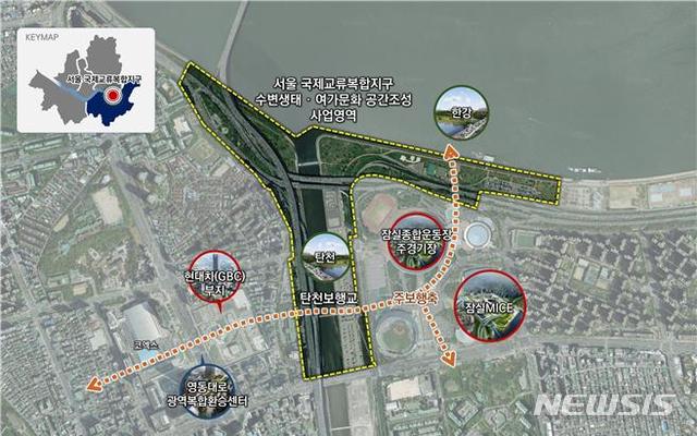 【서울=뉴시스】 서울시, 국제교류복합지구 '탄천·한강' 63만㎡ 수변·문화공간…국제설계공모. 2019.07.28. (그림=서울시 제공)