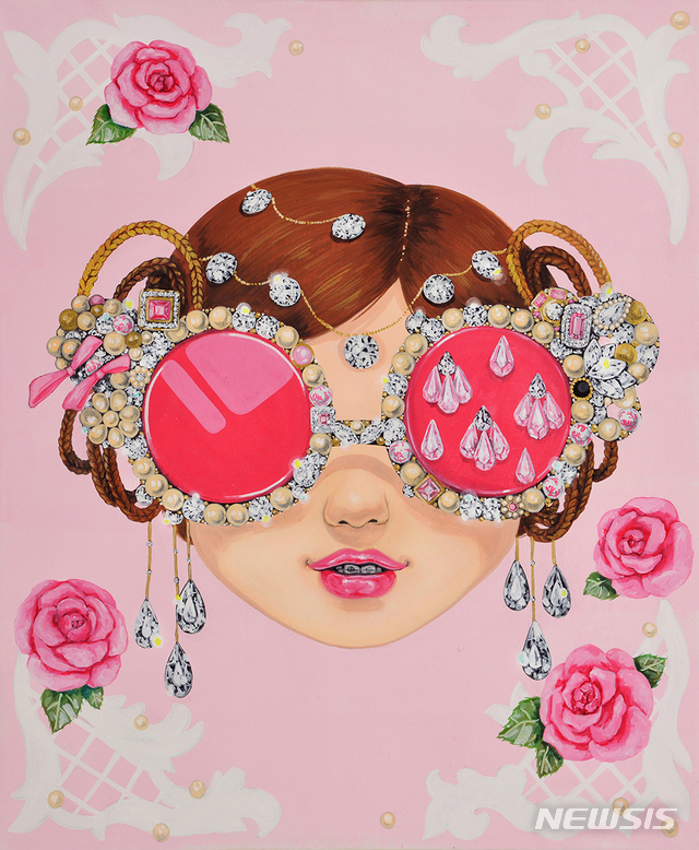 김지희. 봉인된 미소-앙드레김. 2018. 장지에 채색. 72x60㎝ 