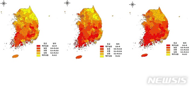 【세종=뉴시스】폭염 위험지도. 2019.08.01. (자료= 환경부 제공)