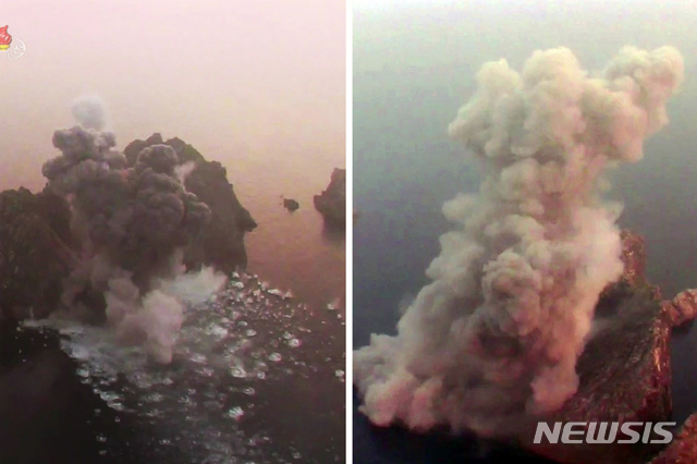 【서울=뉴시스】 김정은 북한 국무위원장이 지난 6일 새벽 '신형전술유도탄 위력시위발사를 참관했다'고 조선중앙TV가 7일 보도하고 있다.  서부작전비행장에서 발사된 전술유도탄 ２발은 수도권지역 상공과 우리 나라 중부내륙지대 상공을 비행하여 조선동해상의 설정된 목표섬을 정밀타격하였다고 보도했다. 2019.08.07. (사진=조선중앙TV 캡쳐)  photo@newsis.com