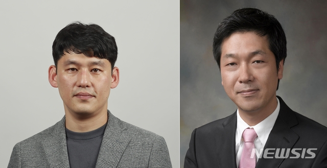 【울산=뉴시스】 박수지 기자 = 울산과학기술원(UNIST)은 에너지 및 화학공학부 송현곤·곽상규 교수팀이 생체반응을 모방한 촉매를 통해 리튬-공기전지의 성능과 수명을 증대시키는데 성공했다고 8일 밝혔다. 사진은 송현곤(왼)교수와 곽상규교수. 2019.08.08.(사진=울산과학기술원 제공) photo@newsis.com