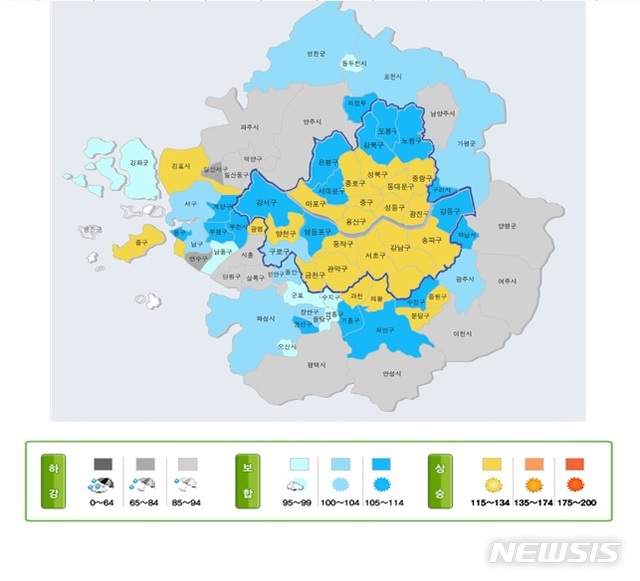 【서울=뉴시스】수도권 7월 부동산시장 소비심리지수(국토연구원)