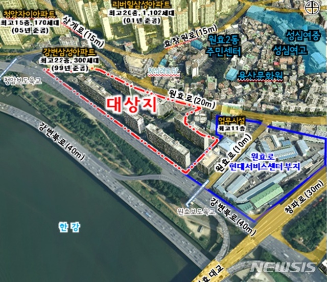 【서울=뉴시스】서울 용산구 원효아파트지구 내 산호아파트 위치도. 2019.09.05. (사진=서울시 제공)