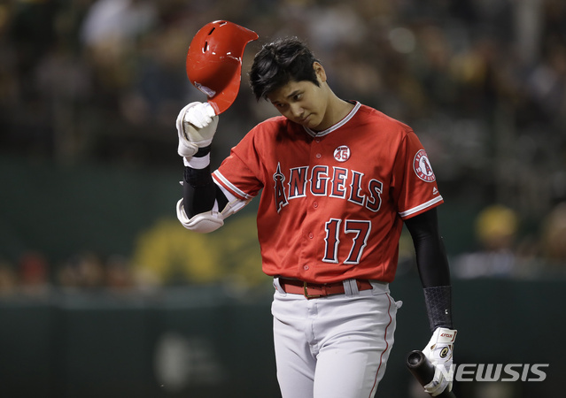【오클랜드(미국)=AP/뉴시스】 LA 에인절스 오타니 쇼헤이.