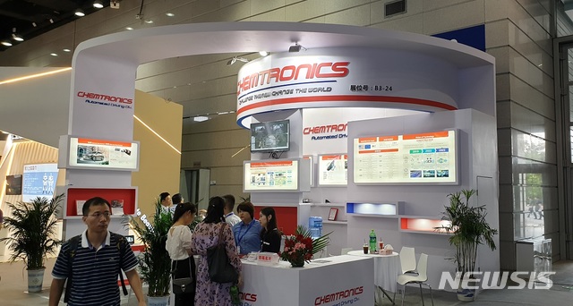 【서울=뉴시스】7~10일 중국 장쑤성 우시에서 열린 '2019 세계 사물 인터넷 전시회'(WITO)에 참가한 켐트로닉스 부스 전경. 2019.09.09 (사진=켐트로닉스 제공)