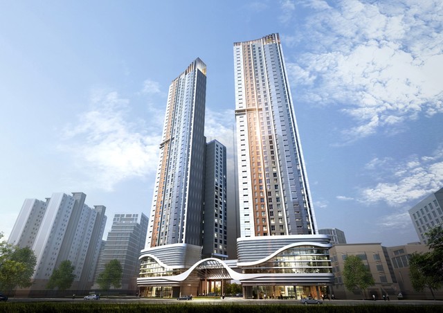 【서울=뉴시스】 부산 해운대 삼성콘도맨숀 소규모 재건축 조감도 (제공=동부건설)