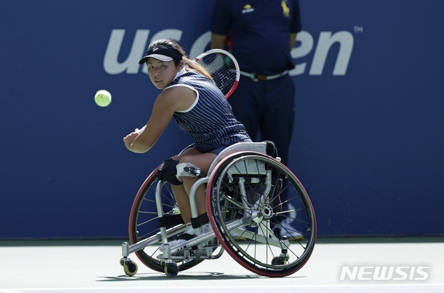 [뉴욕=AP/뉴시스] 2019년 US오픈 휠체어테니스 경기 장면. 2019.09.08