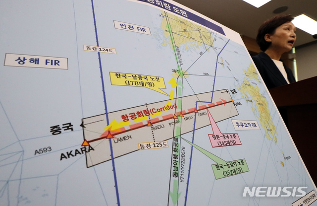 【세종=뉴시스】강종민 기자 = 김현미 국토교통부 장관이 10일 오후 정부세종청사에서 신항로 개설 등 '제주남단 항공회랑 정상화'를 위해 일본 정부가 국제간 협의에 책임있는 자세로 임할 것을 촉구하고 있다. 2019.09.10. ppkjm@newsis.com